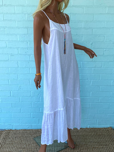 Amalfi Coast Linen Maxi Dress