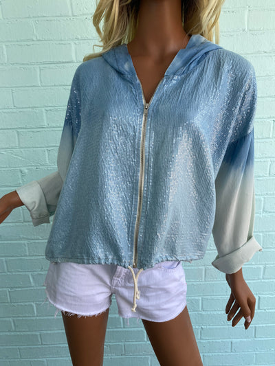 Mediterranean Breeze Sequin Zip Jacket