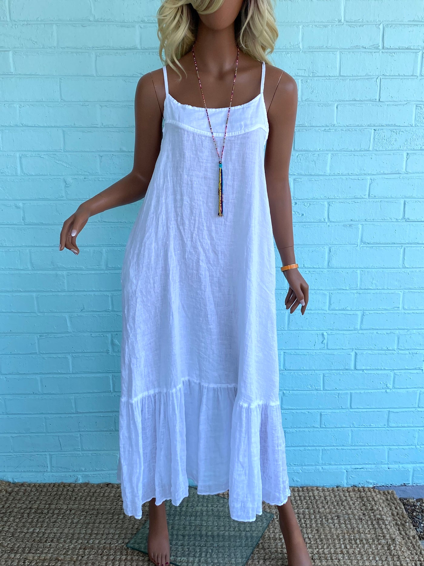 Amalfi Coast Linen Maxi Dress