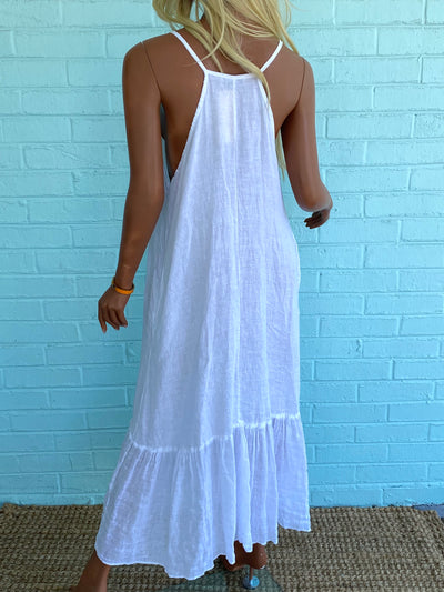 Amalfi Coast Linen Maxi Dress