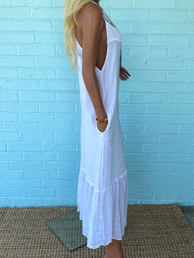 Amalfi Coast Linen Maxi Dress