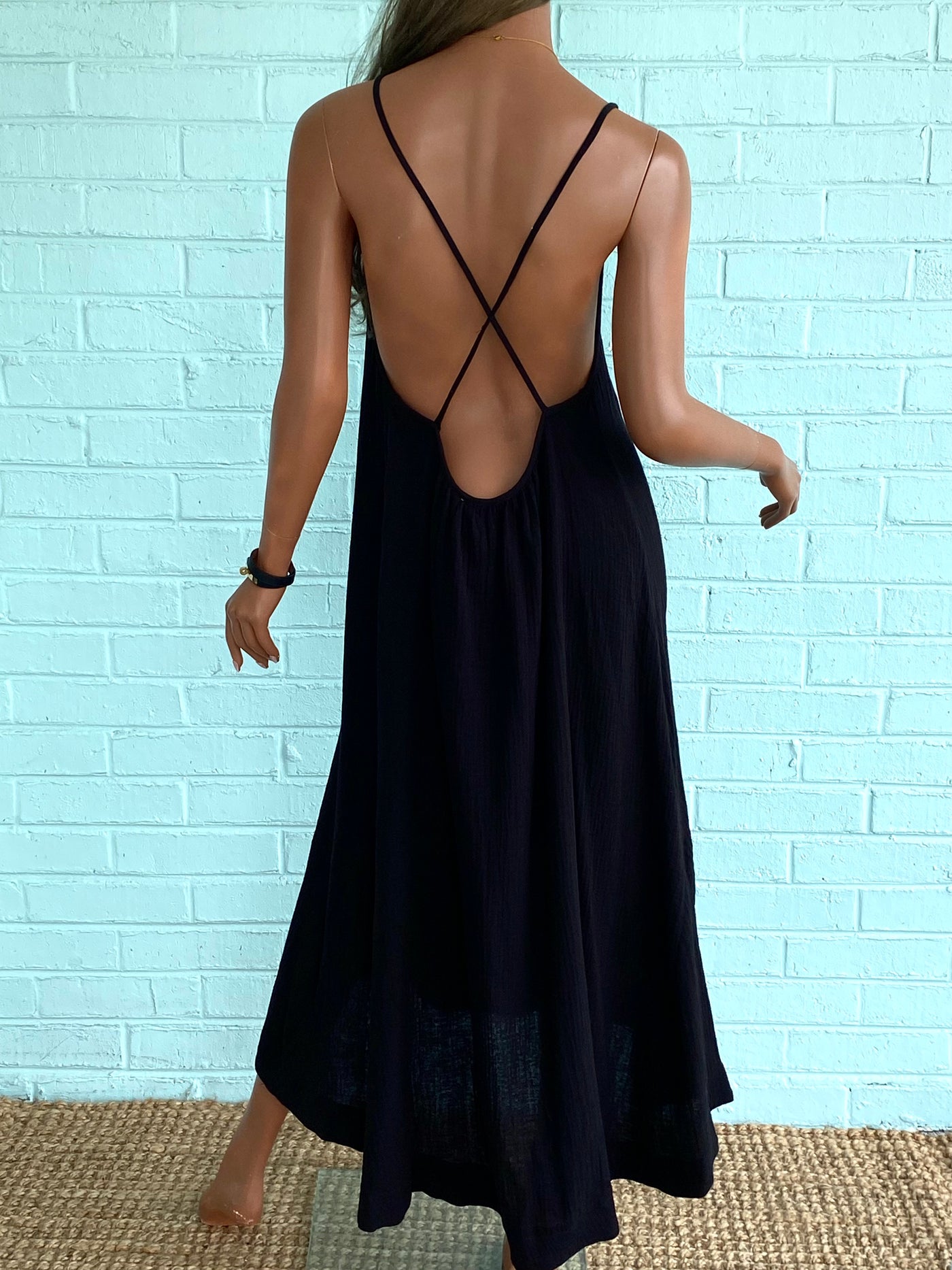 aqua black backless dress Aqua Open back Embellished Party dress black