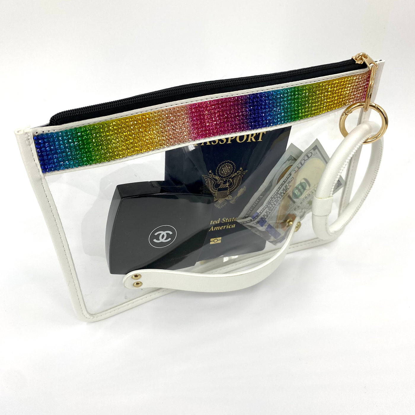 Rainbow Razzle Dazzle Wristlet Clutch